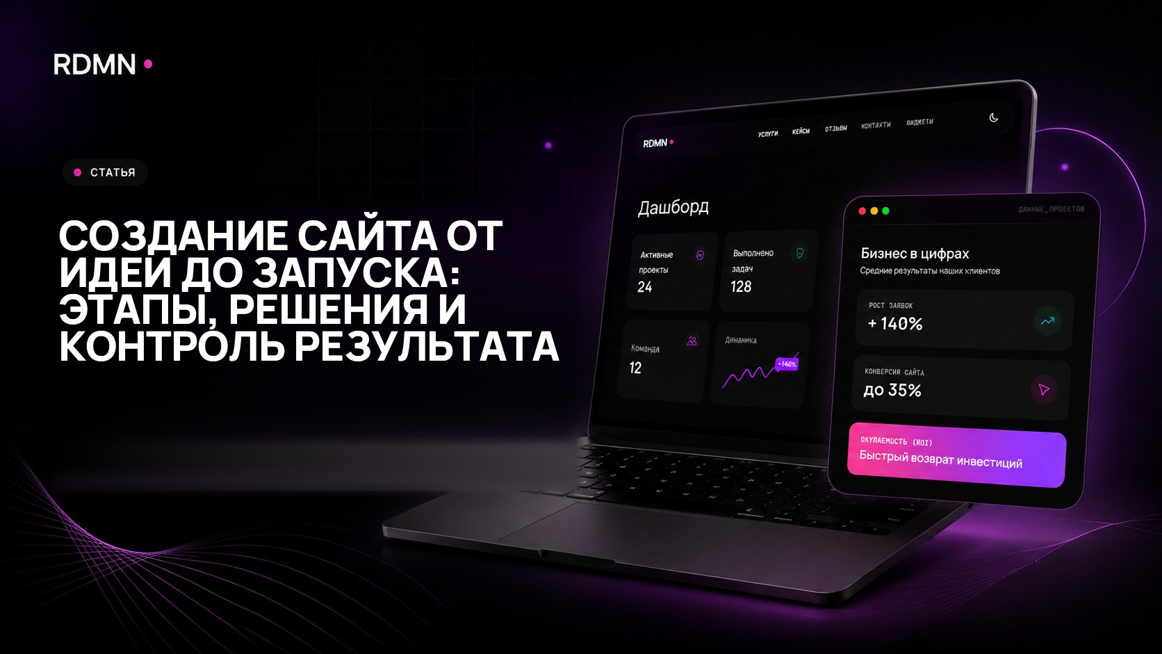Создание сайта от идеи до запуска: этапы, решения и контроль результата